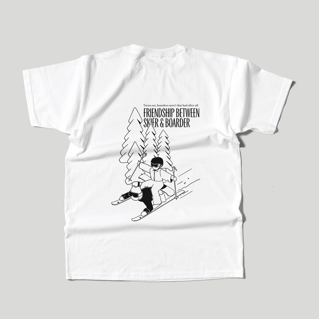 Friendship between skier and boarder