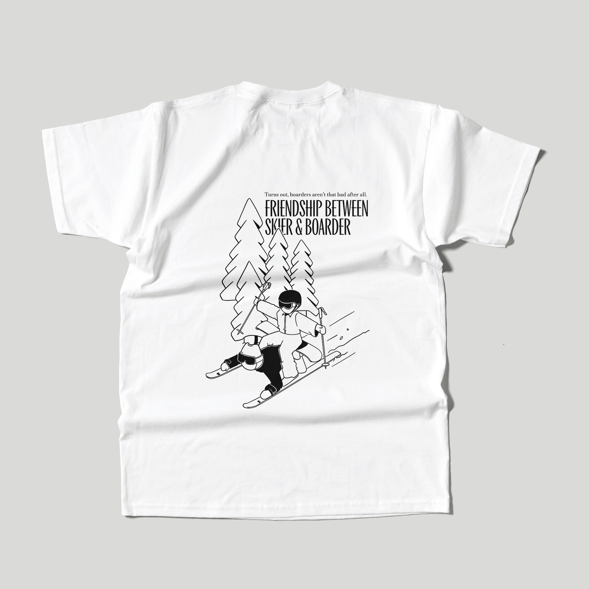 Friendship between skier and boarder