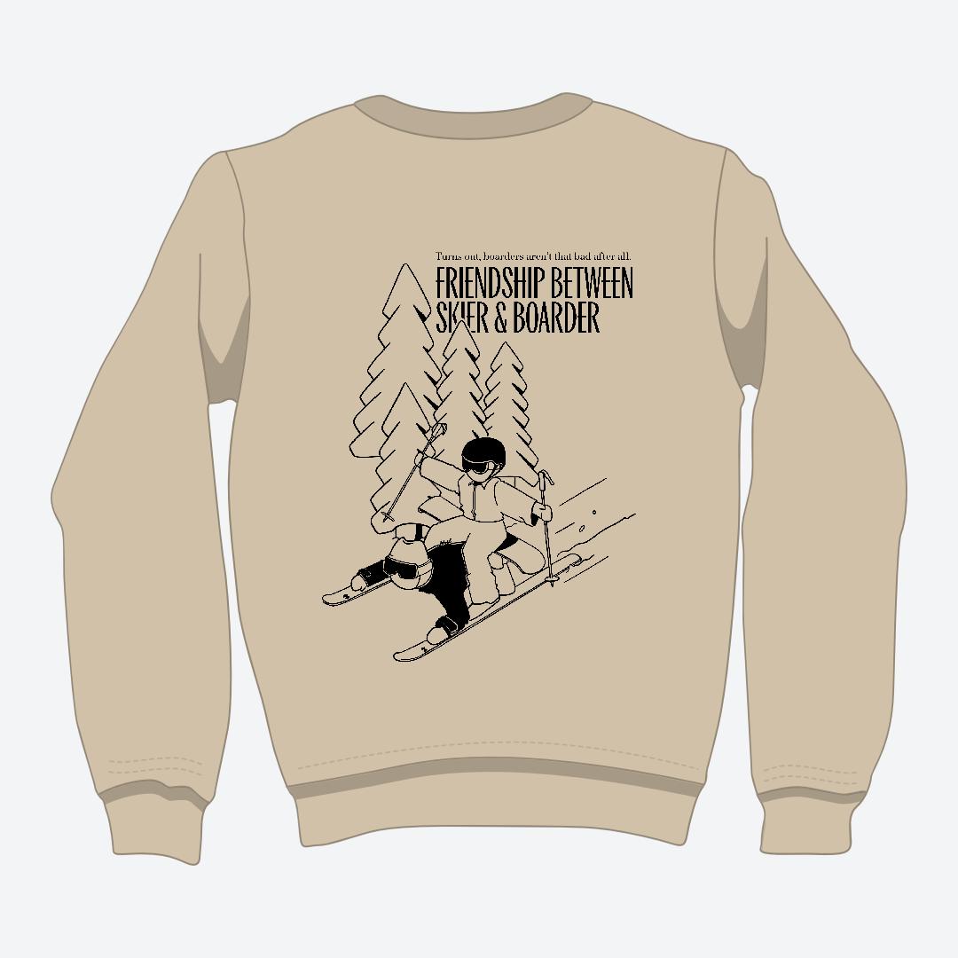 Friendship between skier and boarder