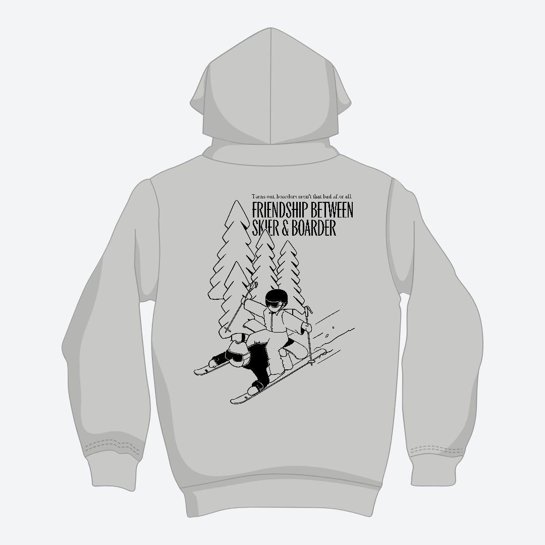 Friendship between skier and boarder